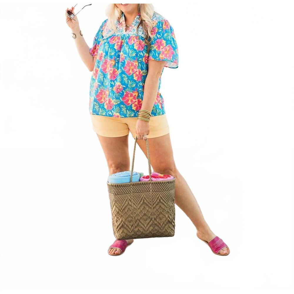 NEW LAYERZ CLOTHING reece aloha top in blue
